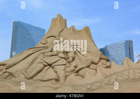 Xiamen, China - Jun 14, 2014: Sand Sculpture, Monkey King Stock Photo