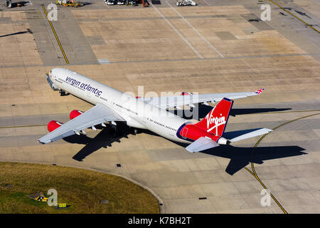 Brussels Airlines Airbus A320 taken from London Heathrow Air Traffic Control Tower Stock Photo