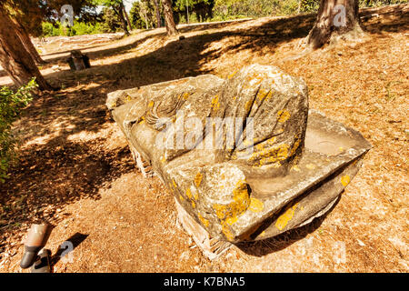 Ancient Roman sarcophagus cover in Ostia Antica - Rome - Italy Stock Photo