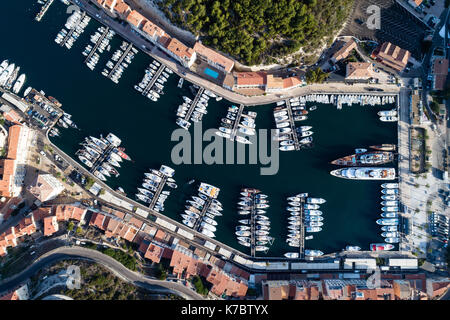 Aerial view of boats and yachts in marina of Bonifacio, Corsica, France Stock Photo