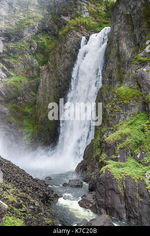 Voringfossen waterfall in norway seen from below after a walking track from 2 hours Stock Photo