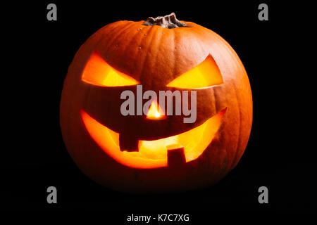 Halloween pumpkin lantern isolated on black Stock Photo