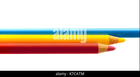 Three color pencils on white background. Horizontal layout Stock Photo