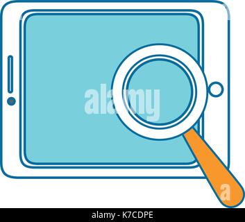 tablet device with magnifying glass Stock Vector