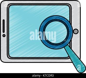 tablet device with magnifying glass Stock Vector