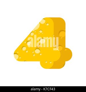 Figure 4 Cheese Font Numeral Four Of Cheesy Alphabet Dairy Food Type Sign Vector Illustration Stock Vector Image Art Alamy