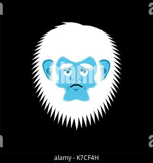 Yeti sad emoji. Abominable snowman melancholy avatar. Bigfoot wailful emotion face. Vector illustration Stock Vector