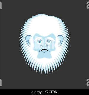 Yeti sad emoji. Abominable snowman melancholy avatar. Bigfoot wailful emotion face. Vector illustration Stock Vector