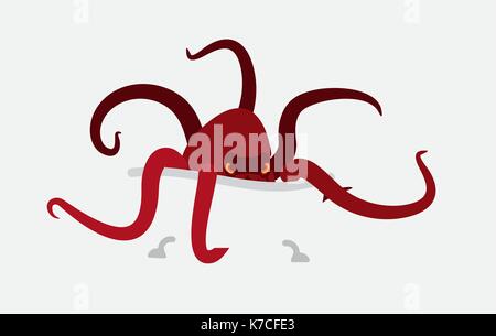 bath and Octopus. bathtub and monster. Vector illustration Stock Vector