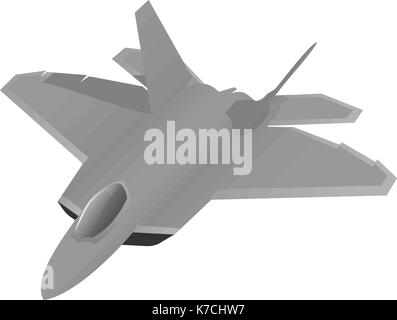 Modern military advanced fighter jet aircraft flying high, vector illustration, simple clean graphic, smooth gradients, sharp airplane, isolated Stock Vector
