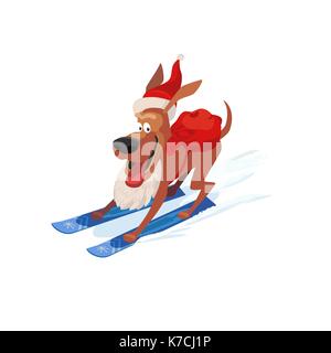 Skiing cute dog icon. Stock Vector