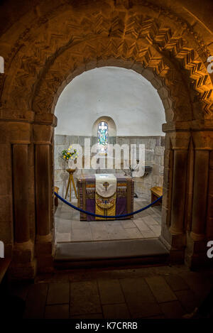 Inside of St Margaret's Chapel inside Edinburgh Castle, Scotland Stock Photo