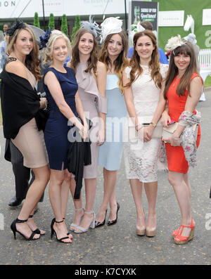 Photo Must Be Credited ©Alpha Press 079965 03/06/2016 Racegoers at Ladies Day during The Investec Derby Festival 2016 at Epsom Downs Racecourse in Epsom, Surrey. Stock Photo