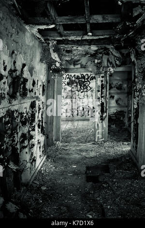 Ghost captured in an image taken in an abandoned water mill in Hurricane, Nevada along the Virgin River. Stock Photo