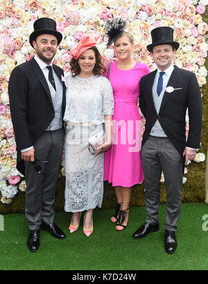 Photo Must Be Credited ©Alpha Press 079965 15/06/2016 Anthony Ant McPartlin and wife Lisa Armstrong with Dec Declan Donnelly and wife Ali Astall at Royal Ascot 2016 at Ascot Racecourse in Ascot, Berkshire. Stock Photo