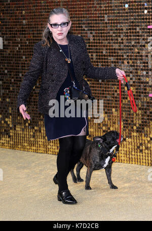 Photo Must Be Credited ©Alpha Press 078237 29/06/2016 Carrie Fisher and Dog Gary Absolutely Fabulous The Movie World Premiere Leicester Square London Stock Photo