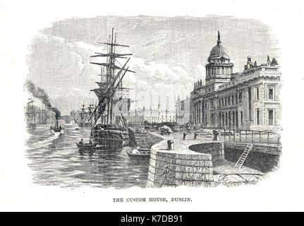 The Custom House, Dublin, 19th century Stock Photo