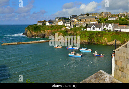 Port Isaac Harbour -a small and picturesque fishing village on the Atlantic coast of north Cornwall, England, United Kingdom Stock Photo