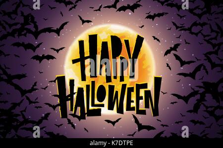 Happy Halloween lettering. Holiday calligraphy for banner, poster, greeting card, party invitation. Vector illustration Stock Vector