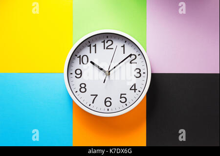 wall or alarm clock watch at abstract background texture Stock Photo