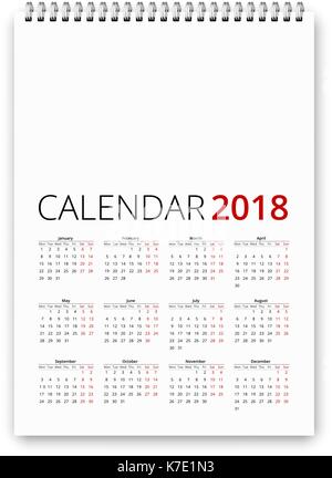 Calendar 2018 Vector Stock Vector