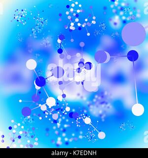 Blue and white molecules, illustration. Stock Photo