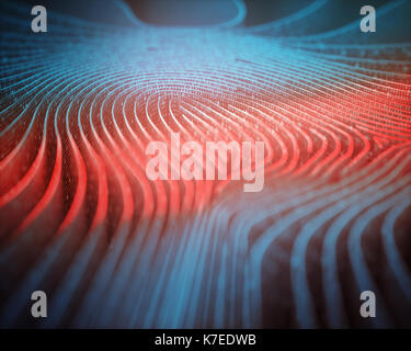 Fingerprint shape in binary code, illustration. Stock Photo