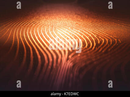 Fingerprint shape in binary code, illustration. Stock Photo