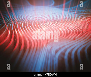 Fingerprint shape in binary code, illustration. Stock Photo