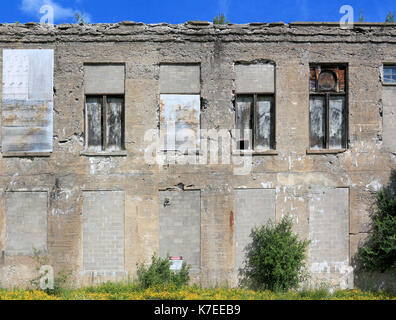 Exterior wall of a building in E B Eddy paper mill complex in Ottawa, Canada, closed since 2007. Stock Photo