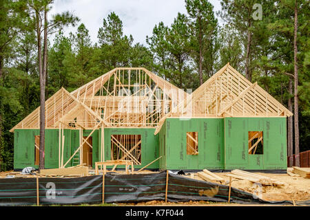 New home under construction in the Woodland Creek subdivision in Pike Road, Alabama, a suburb of Montgomery Alabama, USA. Stock Photo