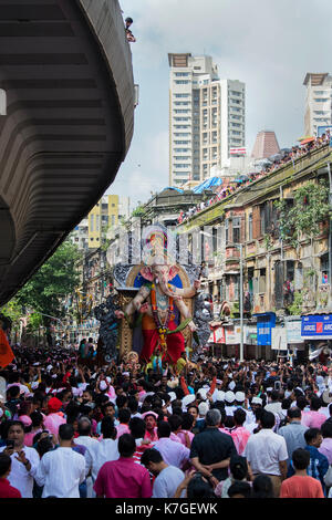 The image of Ganpati or Elephant headed lord  on the way to immersion at lalbaug, .Mumbai, India Stock Photo