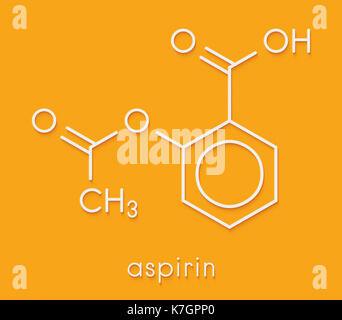 Acetylsalicylic acid (aspirin) drug molecule. Skeletal formula. Stock Photo