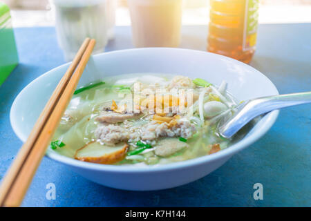 Thai Chinese style noodle with beansprout. Street food lunch in Thailand. Stock Photo