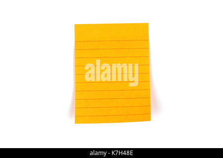 Blank orange post note paper sticker with line on a white background Stock Photo