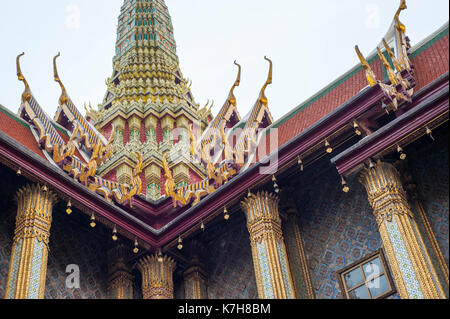 Details of Prasat Phra Dhepbidorn (The Royal Pantheon) at Wat Phra Kaew (Temple of the Emerald Buddha). The Grand Palace, Bangkok, Thailand Stock Photo