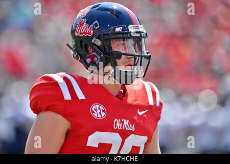 Oxford, MS, USA. 9th Sep, 2017. Mississippi quarterback Shea Patterson during the first quarter of a NCAA college football game against Tennessee-Martin at Vaught-Hemmingway Stadium in Oxford, MS. Mississippi won 45-23. Austin McAfee/CSM/Alamy Live News Stock Photo