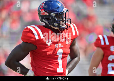 Oxford, MS, USA. 9th Sep, 2017. Mississippi receiver A.J. Brown during the fourth quarter of a NCAA college football game against Tennessee-Martin at Vaught-Hemmingway Stadium in Oxford, MS. Mississippi won 45-23. Austin McAfee/CSM/Alamy Live News Stock Photo