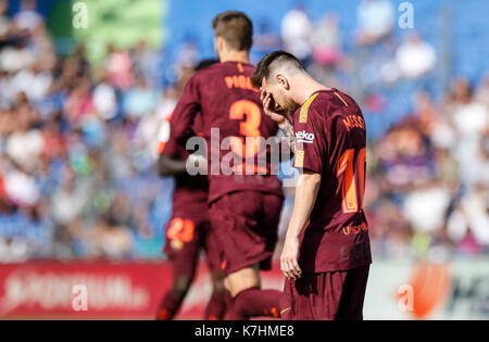 Getafe, Spain. 17th September, 2017. LaLiga match between Getafe CF and FC Barcelona at the Coliseum Alfonso Pérez, in Getafe, Madrid. © ABEL F. ROS/Alamy Live News Stock Photo