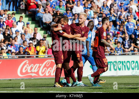 Getafe, Spain. 17th September, 2017. LaLiga match between Getafe CF and FC Barcelona at the Coliseum Alfonso Pérez, in Getafe, Madrid. © ABEL F. ROS/Alamy Live News Stock Photo