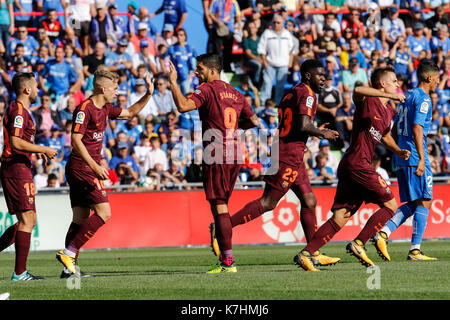 Getafe, Spain. 17th September, 2017. LaLiga match between Getafe CF and FC Barcelona at the Coliseum Alfonso Pérez, in Getafe, Madrid. © ABEL F. ROS/Alamy Live News Stock Photo