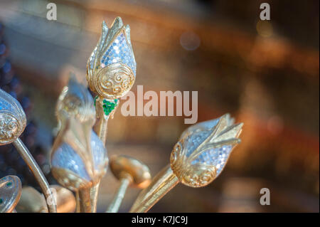 Carved lotus flower buds at Wat Chedi Luang Temple in Chiang Mai, Thailand Stock Photo