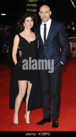 Photo Must Be Credited ©Kate Green/Alpha Press 079965 22/02/2016 Mark Strong and Wife Liza Marshall World Premiere Of Grimsby Odeon Leicester Square London Stock Photo