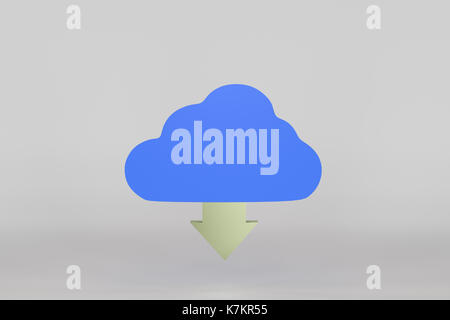 3d rendering computing cloud download concept Stock Photo