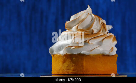 Close up decorated whip cream. Whipped cream on the cake Stock Photo