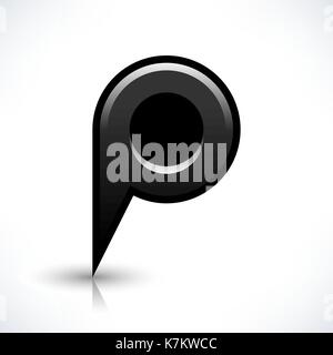 Blank map pin location sign circle shape icon with gray shadow and gradient reflection isolated on white background in simple flat style Stock Vector