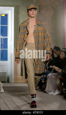 Models on the catwalk during the Burberry London Fashion Week SS18 show held at Old Sessions House London Stock Photo Alamy