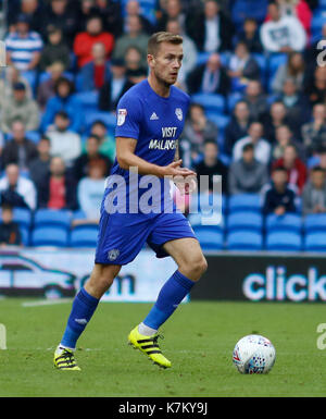 Cardiff City's Joe Ralls in action during the Sky Bet Championship match at the Cardiff City Stadium. PRESS ASSOCIATION Photo. Picture date: Saturday September 16, 2017. See PA story SOCCER Cardiff. Photo credit should read: Julian Herbert/PA Wire. RESTRICTIONS: EDITORIAL USE ONLY No use with unauthorised audio, video, data, fixture lists, club/league logos or 'live' services. Online in-match use limited to 75 images, no video emulation. No use in betting, games or single club/league/player publications. Stock Photo