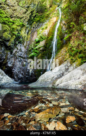 Clear pool at base of Niagara Falls - Goldstream Provincial Park - Victoria, Vancouver Island, British Columbia, Canada Stock Photo