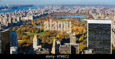 Aerial view of Central Park in Autumn. Manhattan, New York City Stock Photo